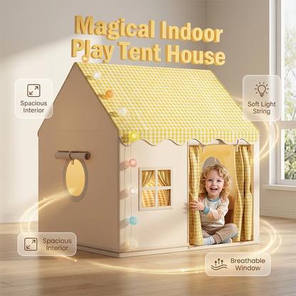 50% de Réduction – Tente Cabane de Jeu Intérieure avec Guirlande Lumineuse