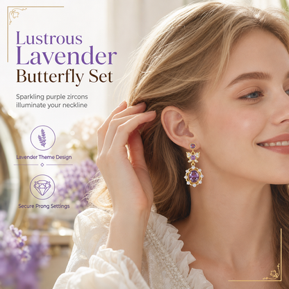 50% de Réduction – Parure Papillon Zircon Violet Bague et Boucles