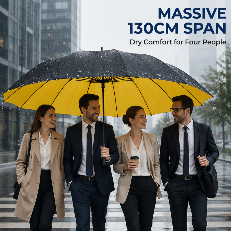 50% de Réduction – Parapluie Pliable Extra-Large 130cm, 12 Baleines Renforcées Coupe-Vent, Anti-UV UPF 50+ et Pliage Inversé