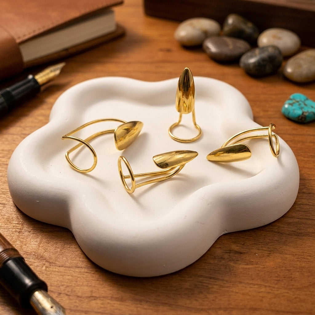 50% de Réduction – Bagues d'Ongles Métalliques Réglables Effet Miroir, Bijoux d'Ongles Sans Colle et Réutilisables, Lot de 10