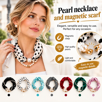 50% de Réduction – Foulard Collier à Perles et Fermoir Magnétique