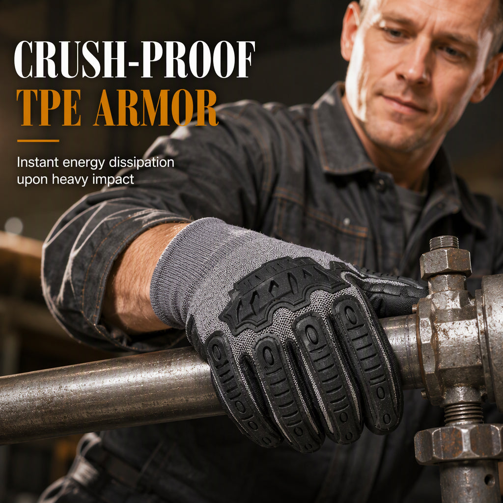 📢 50% de Réduction – Gants de Travail Renforcés Anti-Chocs TPE, Protection Anti-Écrasement Paume Antidérapante pour BTP et Atelier