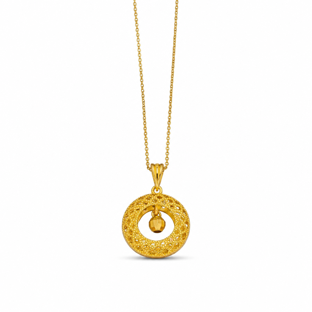50% de Réduction – Collier Attrape-Rêves Femme, Pendentif Filigrane Doré avec Perle Tournante Porte-Bonheur et Chaîne Fine