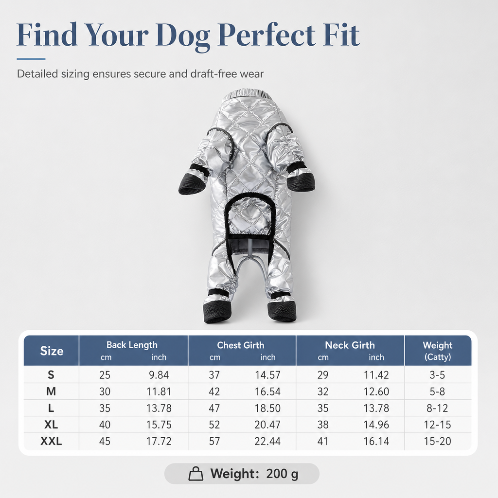 50% de Réduction – Combinaison pour Chien Imperméable et Chaude 4 Pattes