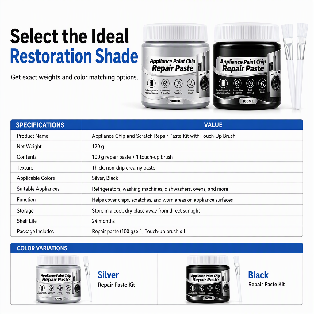 50% de Réduction – Pâte de Réparation pour Électroménager, Restauration Rayures et Éclats Peinture, Séchage Rapide 100g