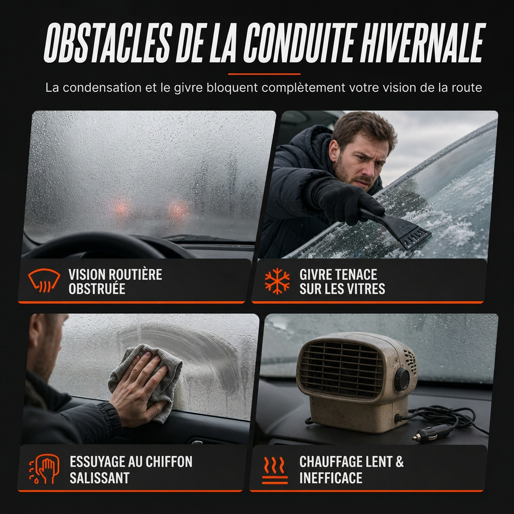 60% de Réduction – Dégivreur et Désembueur Voiture 12V Rotatif 360°, Chauffage Rapide Pare-Brise, Double Mode Chaud et Froid