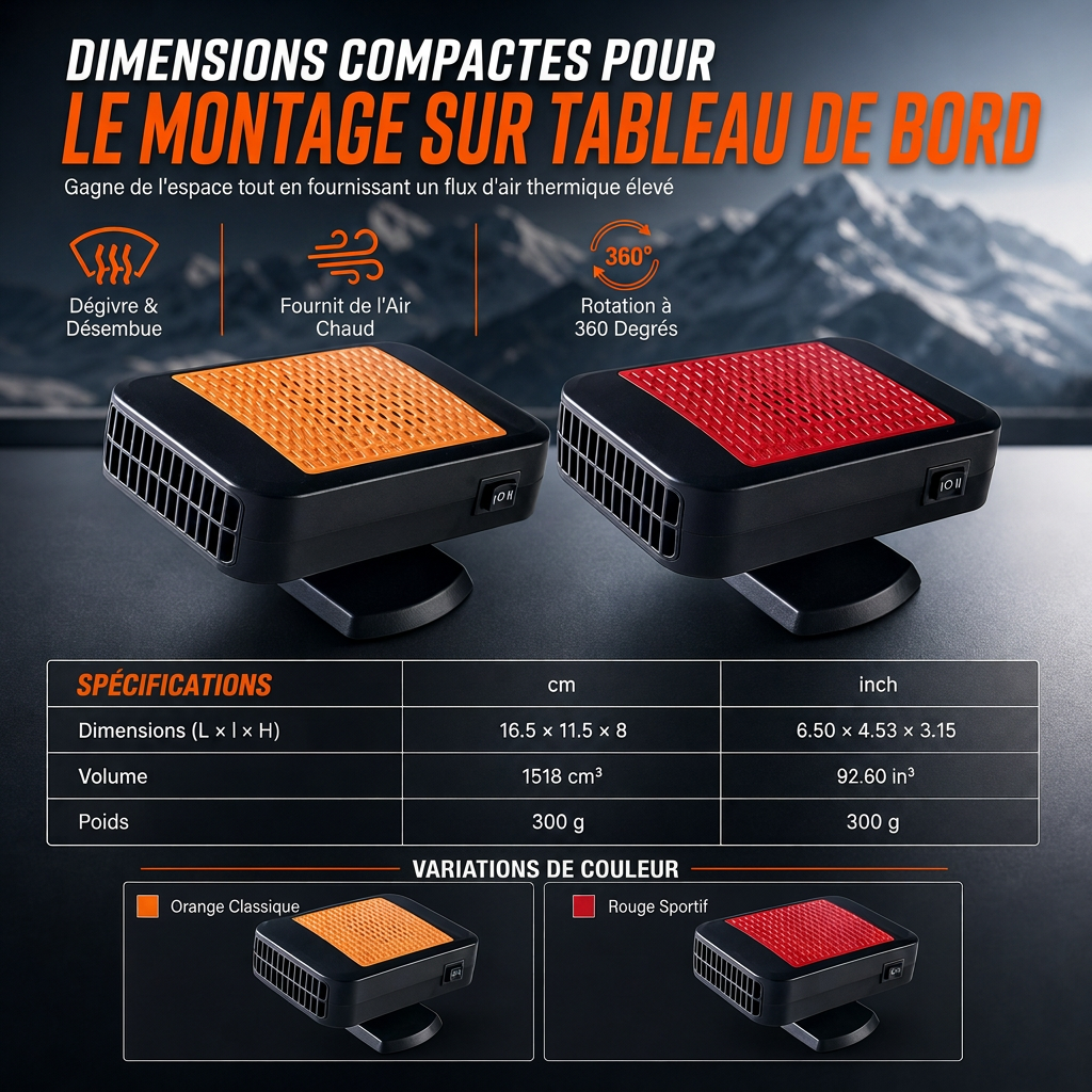 60% de Réduction – Dégivreur et Désembueur Voiture 12V Rotatif 360°, Chauffage Rapide Pare-Brise, Double Mode Chaud et Froid
