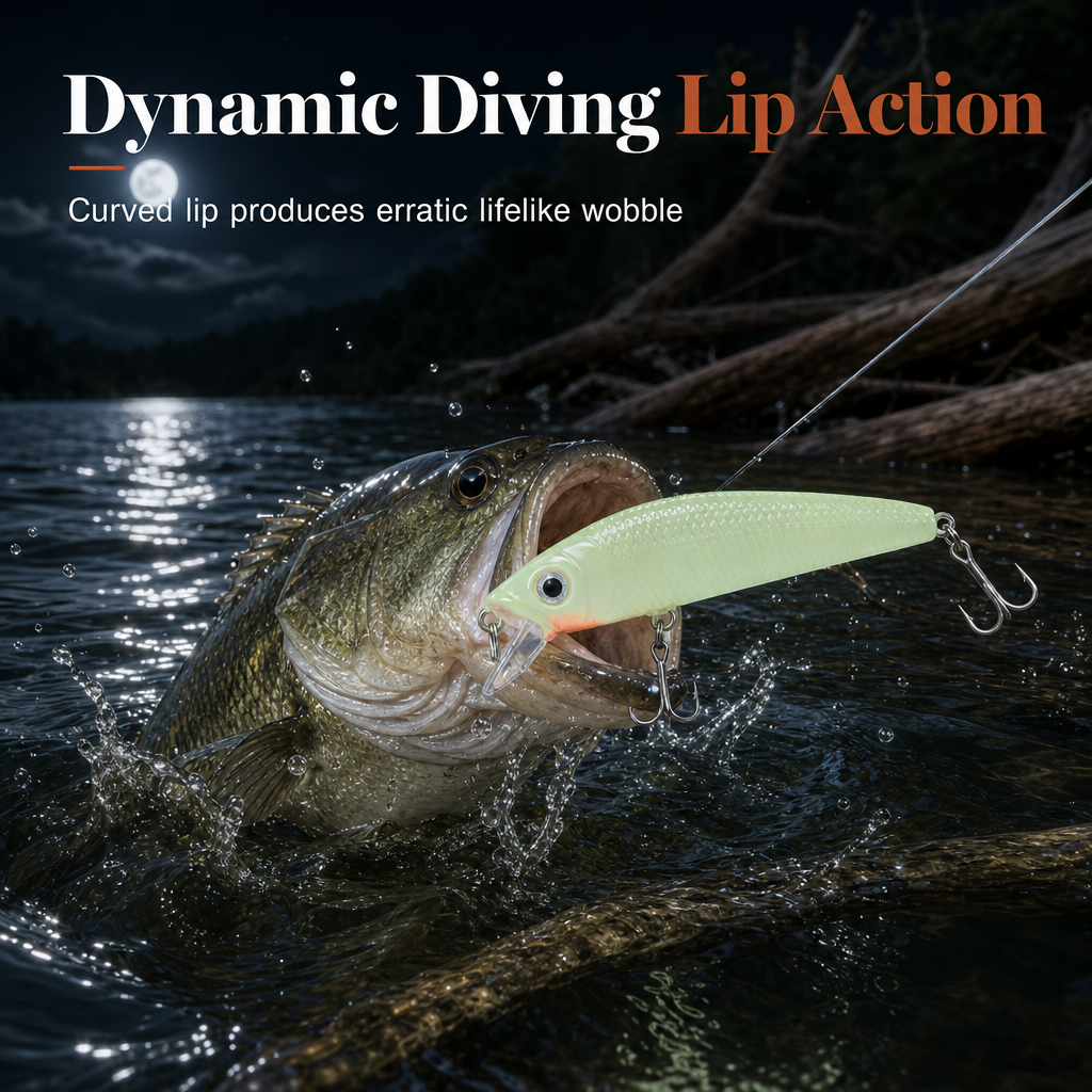 50% de Réduction – Leurre Minnow Phosphorescent 7cm 8g, Poisson Nageur Lumineux pour Pêche de Nuit Carnassiers