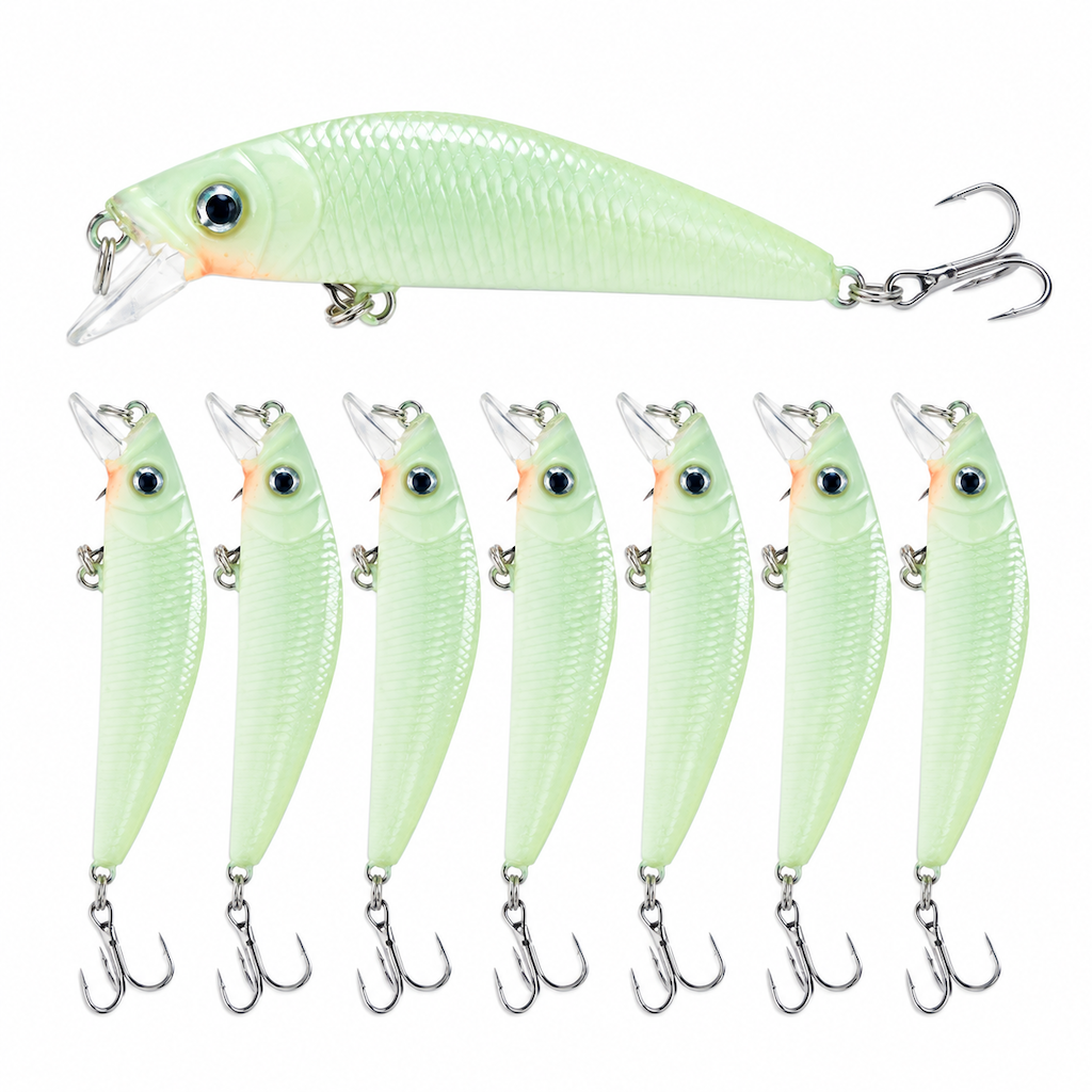 50% de Réduction – Leurre Minnow Phosphorescent 7cm 8g, Poisson Nageur Lumineux pour Pêche de Nuit Carnassiers