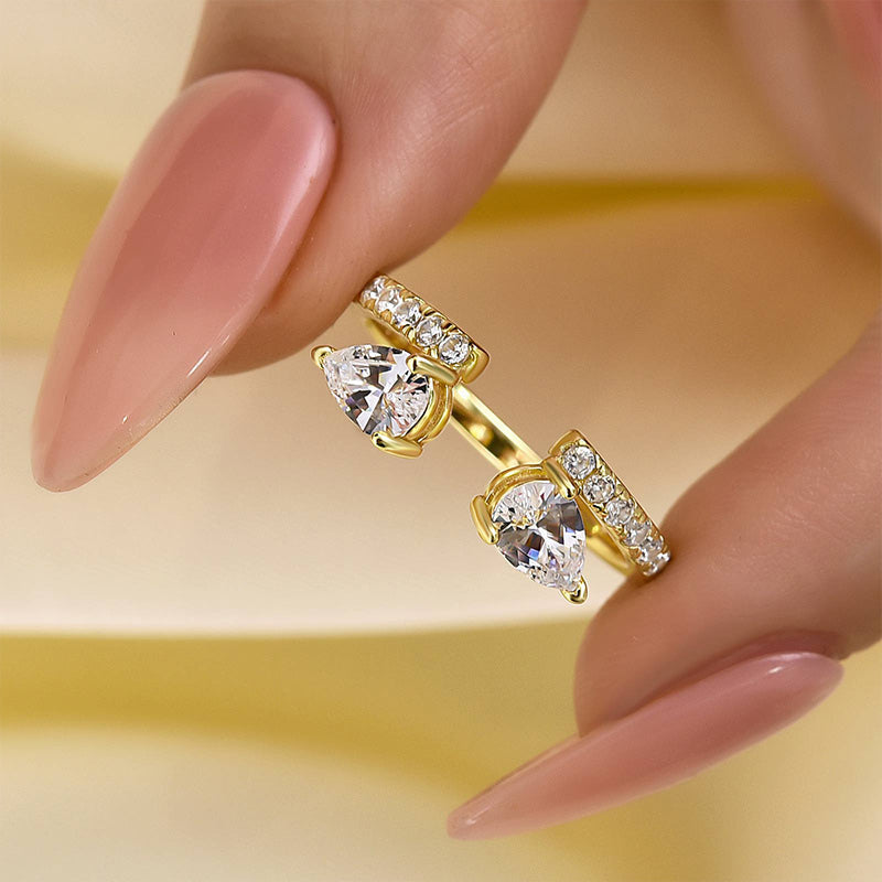 50% de Réduction – Bague Goutte d'Eau Ajustable Ouverte Strass Scintillant