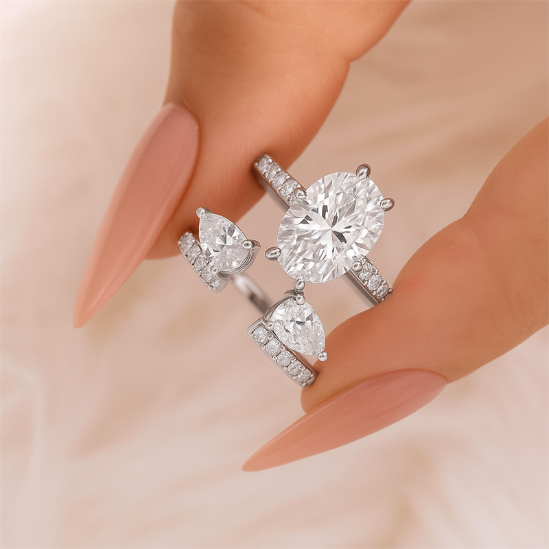 50% de Réduction – Bague Goutte d'Eau Ajustable Ouverte Strass Scintillant