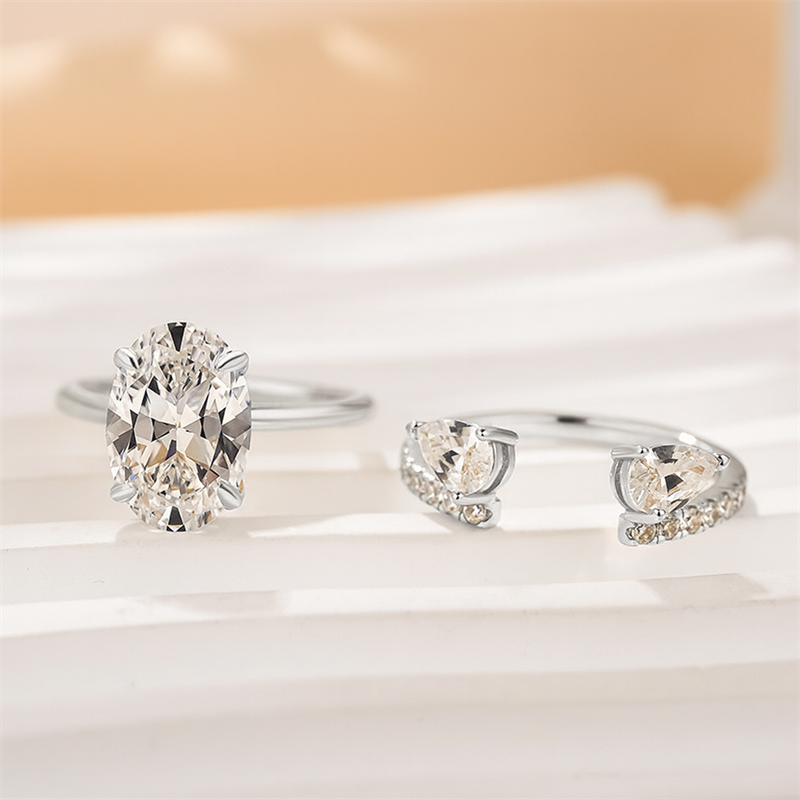 50% de Réduction – Bague Goutte d'Eau Ajustable Ouverte Strass Scintillant