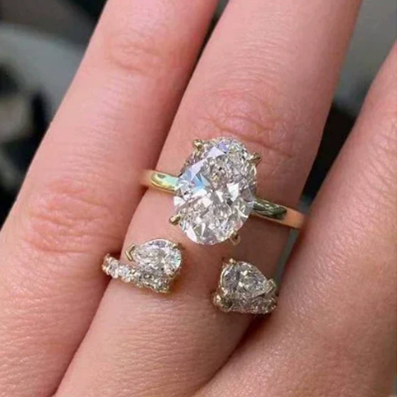 50% de Réduction – Bague Goutte d'Eau Ajustable Ouverte Strass Scintillant