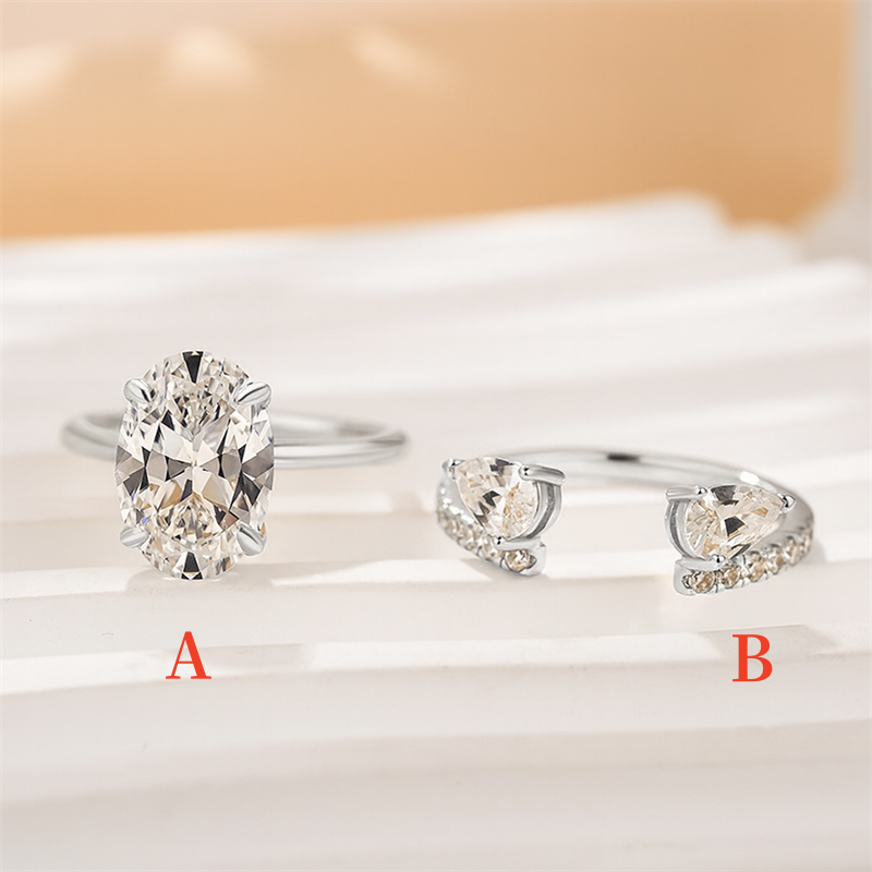 50% de Réduction – Bague Goutte d'Eau Ajustable Ouverte Strass Scintillant