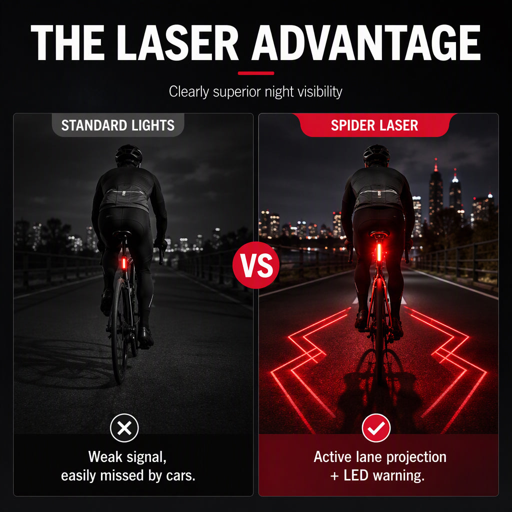 40% de Réduction – Feu Arrière Vélo Rechargeable USB Étanche IPX5 avec Signal Laser, Lumière de Sécurité pour Cyclisme Nocturne