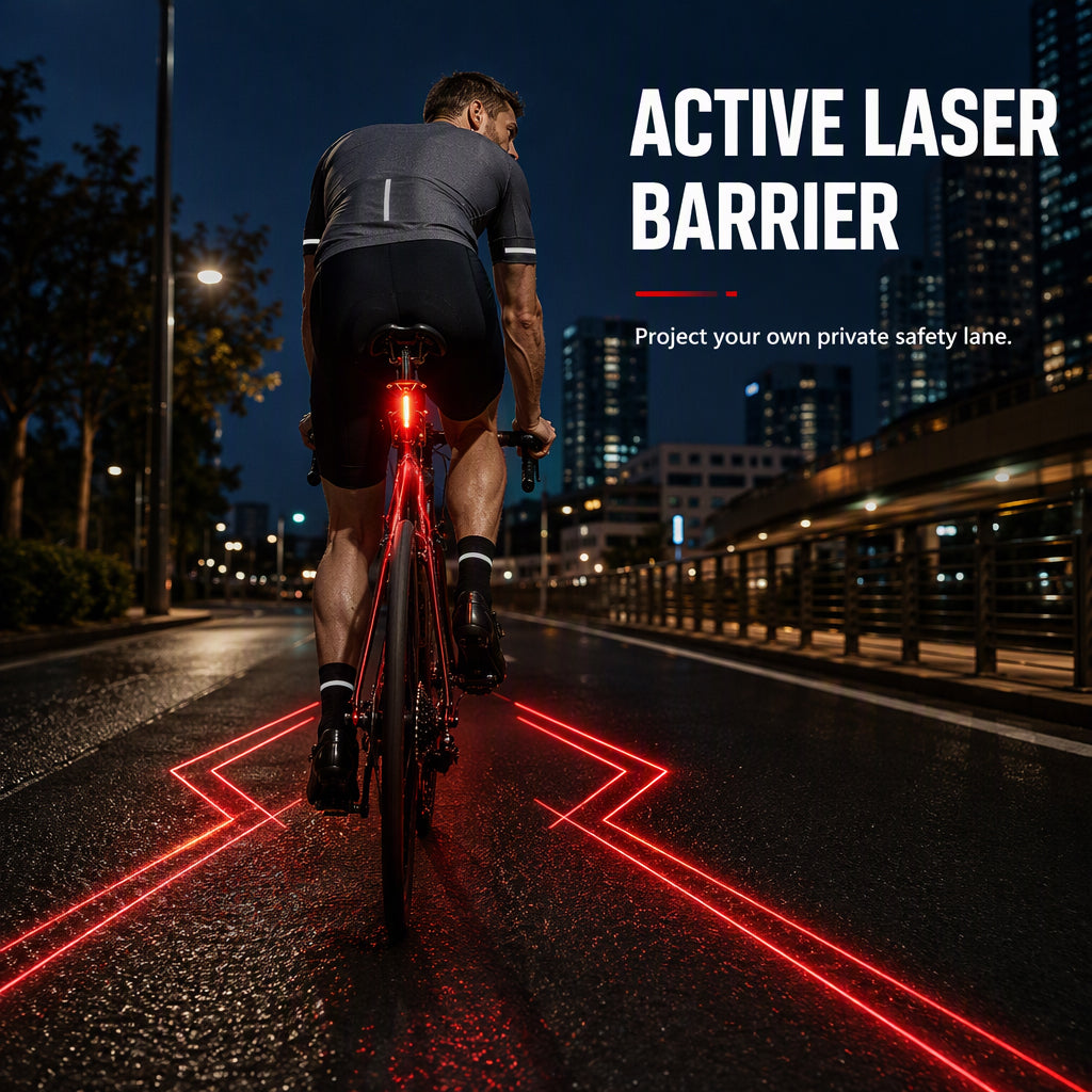 40% de Réduction – Feu Arrière Vélo Rechargeable USB Étanche IPX5 avec Signal Laser, Lumière de Sécurité pour Cyclisme Nocturne