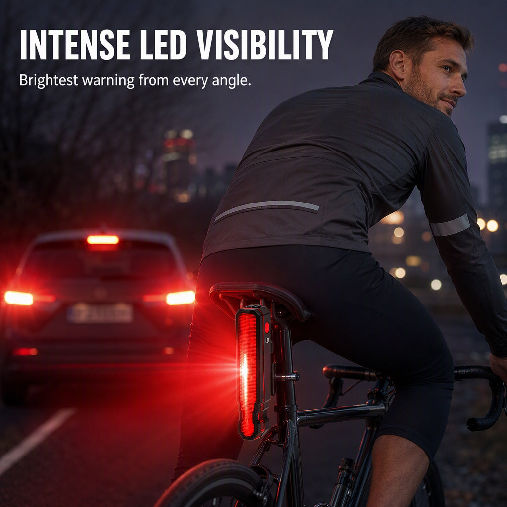 40% de Réduction – Feu Arrière Vélo Rechargeable USB Étanche IPX5 avec Signal Laser, Lumière de Sécurité pour Cyclisme Nocturne
