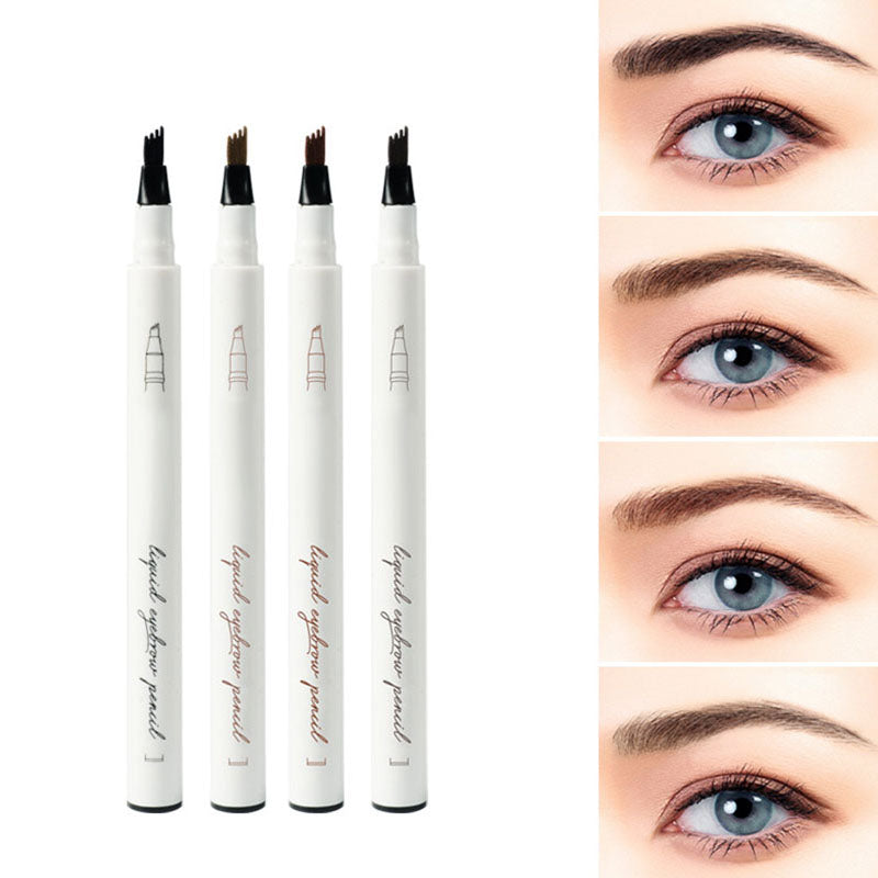 50% de Réduction – Crayon à Sourcils Liquide 4 Fourches, Feutre Effet Microblading Naturel, Waterproof et Longue Tenue 24H
