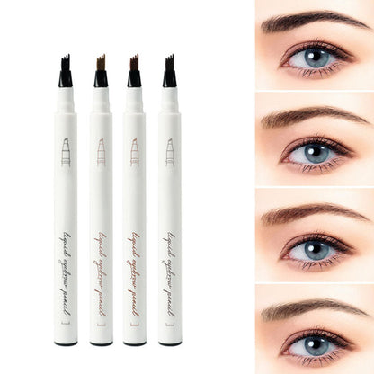 50% de Réduction – Crayon à Sourcils Liquide 4 Fourches, Feutre Effet Microblading Naturel, Waterproof et Longue Tenue 24H