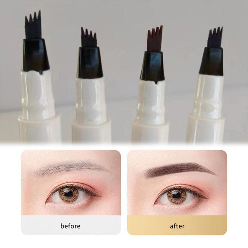 50% de Réduction – Crayon à Sourcils Liquide 4 Fourches, Feutre Effet Microblading Naturel, Waterproof et Longue Tenue 24H