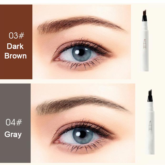 50% de Réduction – Crayon à Sourcils Liquide 4 Fourches, Feutre Effet Microblading Naturel, Waterproof et Longue Tenue 24H