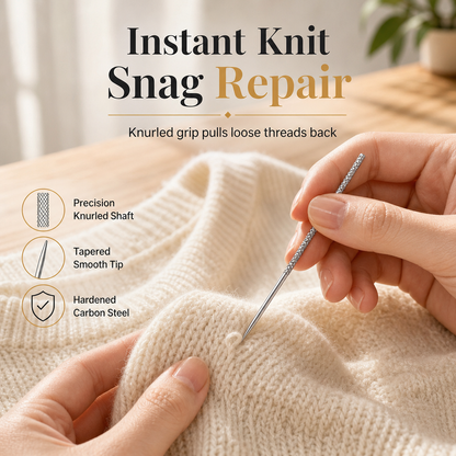 📢 50% de Réduction – Lot de 25 Aiguilles Réparatrices d'Accrocs pour Tricot et Vêtement, Tige Moletée en Acier Carbone