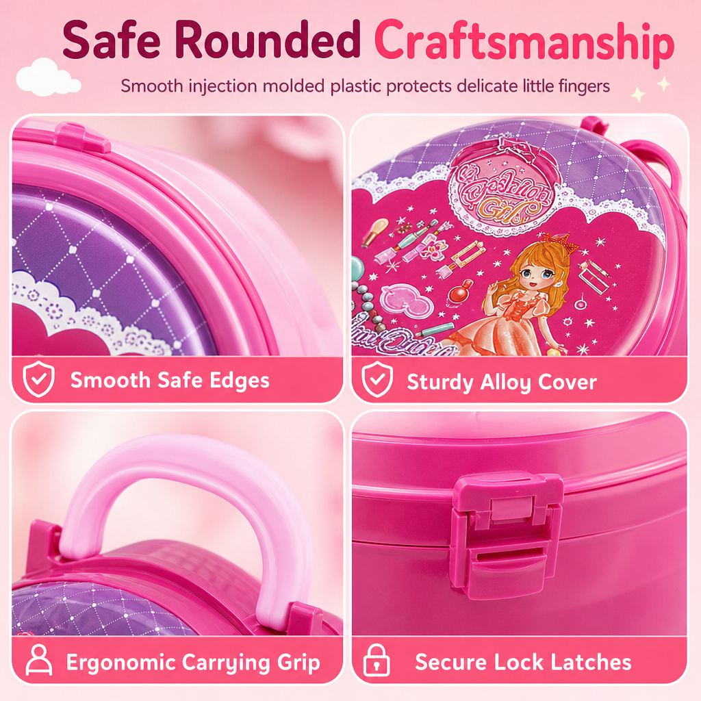 📢📢53% de Réduction – Valise Coiffeuse de Maquillage Factice pour Enfants, Coffret de Jeu d'Imitation 3 en 1 Portable pour Filles