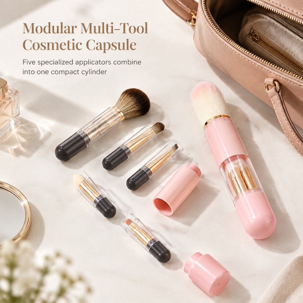 🖌️🔥DERNIER JOUR -50% ! Pinceaux maquillage rétractables portables, multifonctionnels, pinceau poudre et lèvres silicone✨