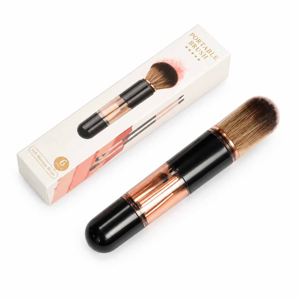 🖌️🔥DERNIER JOUR -50% ! Pinceaux maquillage rétractables portables, multifonctionnels, pinceau poudre et lèvres silicone✨