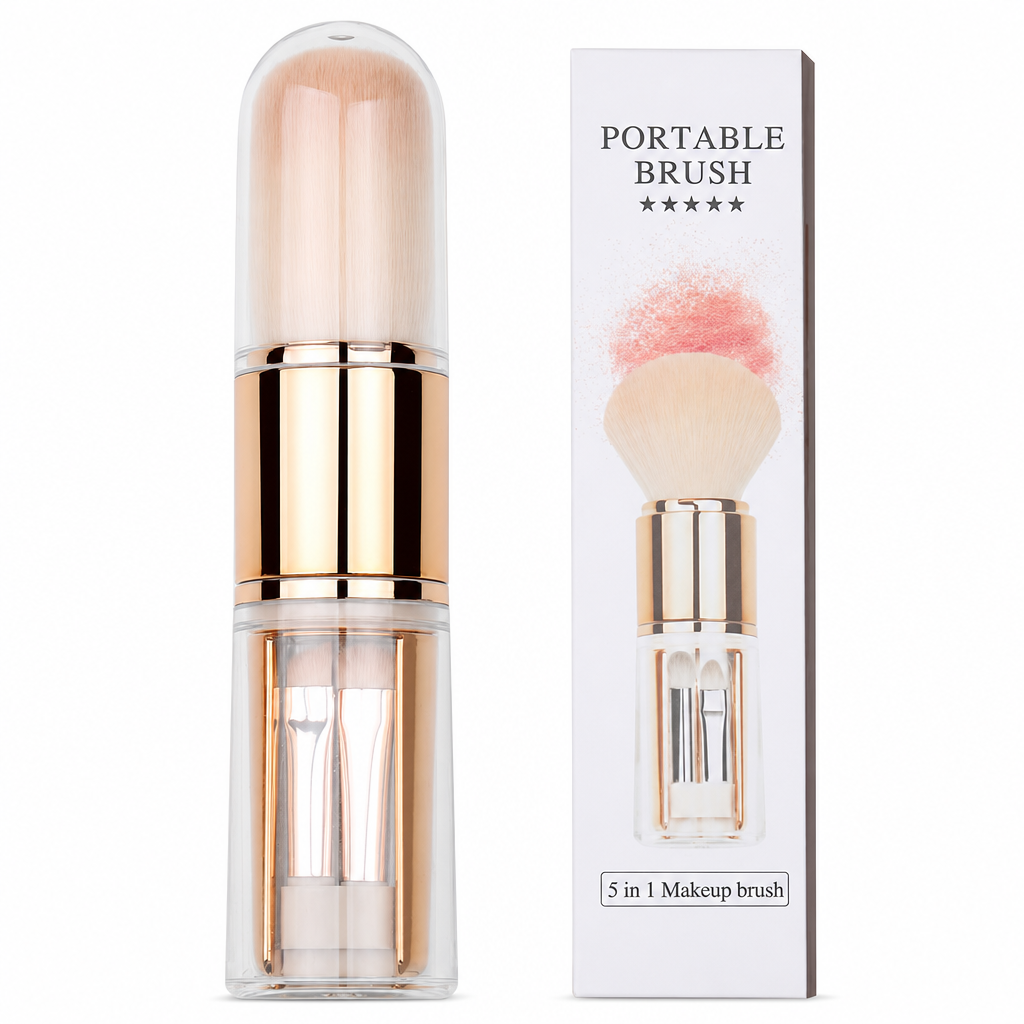🖌️🔥DERNIER JOUR -50% ! Pinceaux maquillage rétractables portables, multifonctionnels, pinceau poudre et lèvres silicone✨