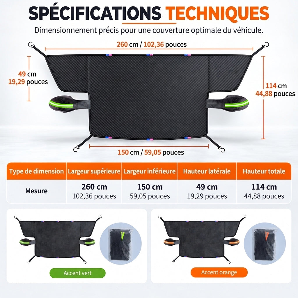 📢 50% de Réduction – Housse de Pare-Brise Voiture 4 Saisons Épaissie, Anti-Givre Magnétique Protection UV et Rétroviseurs