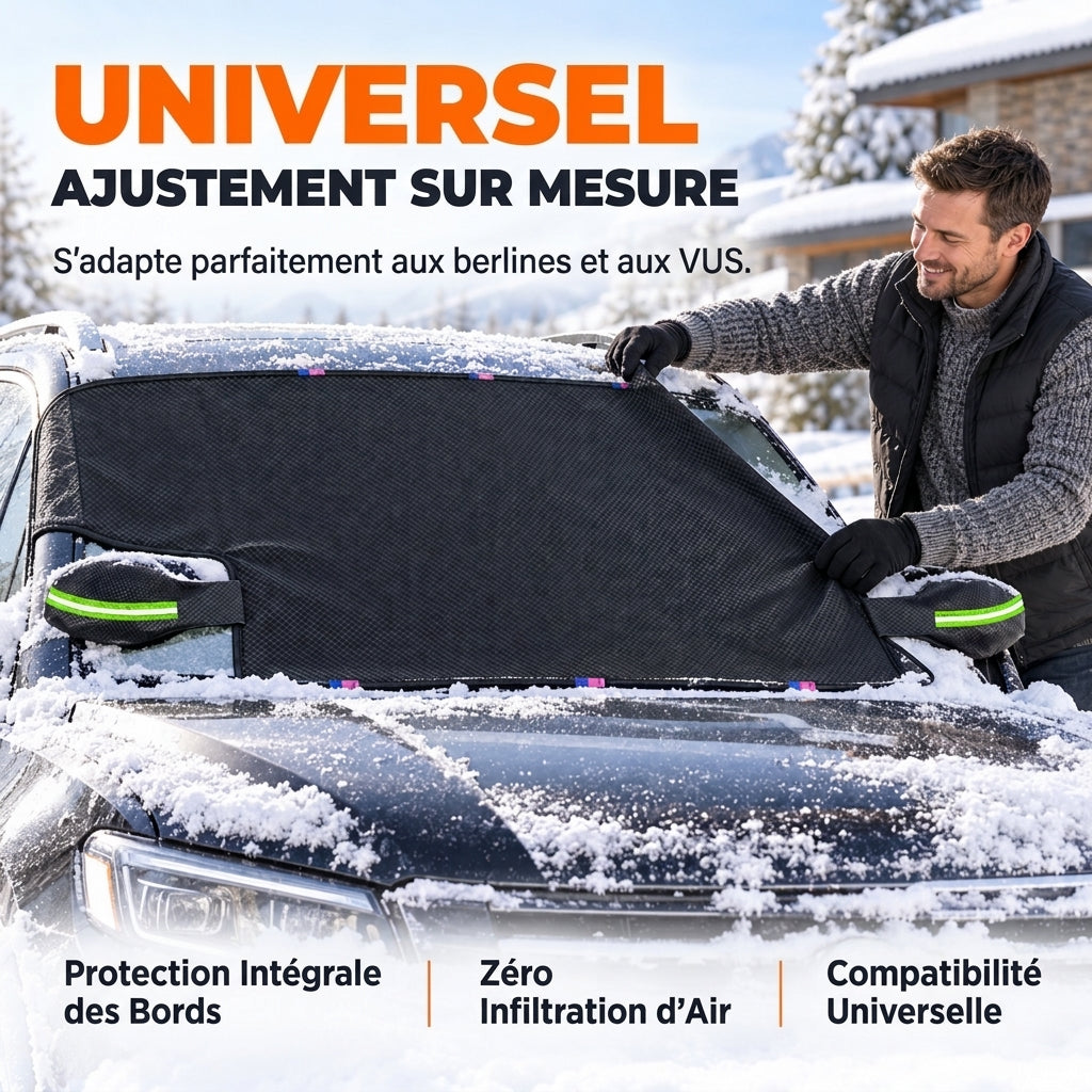📢 50% de Réduction – Housse de Pare-Brise Voiture 4 Saisons Épaissie, Anti-Givre Magnétique Protection UV et Rétroviseurs