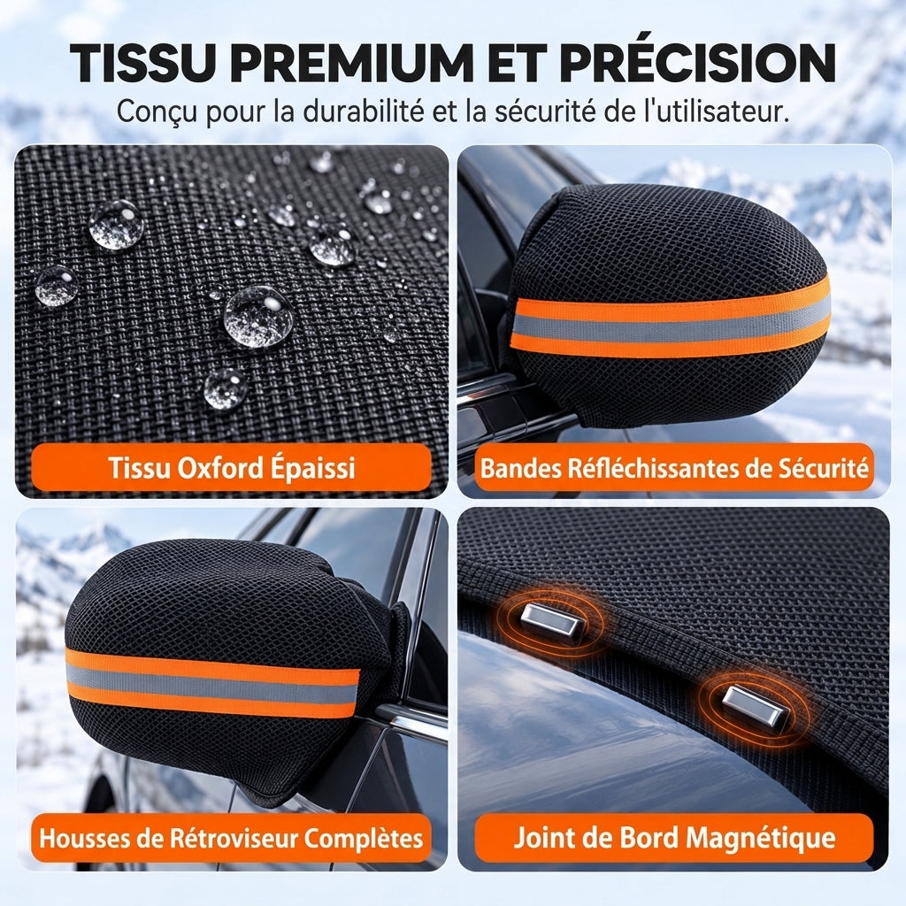 📢 50% de Réduction – Housse de Pare-Brise Voiture 4 Saisons Épaissie, Anti-Givre Magnétique Protection UV et Rétroviseurs