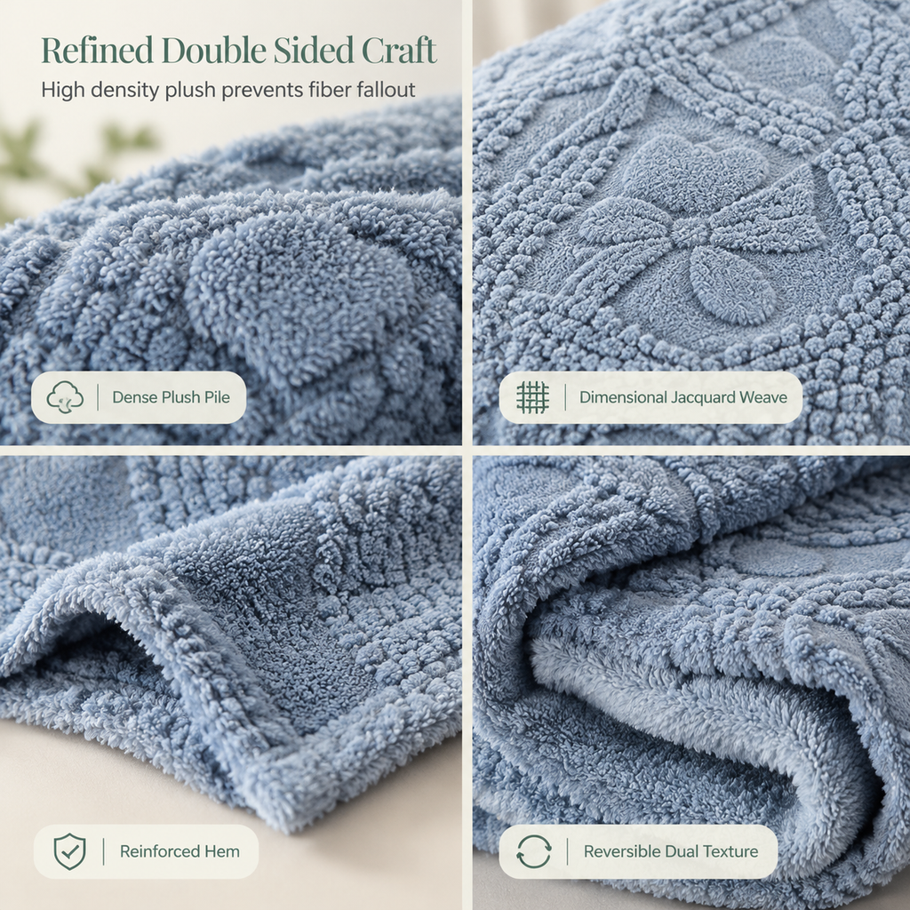 📢 50% de Réduction – Plaid Jacquard Double Face Doux et Moelleux à Motifs Cœurs, Couverture Polaire Chaude pour Canapé et Lit