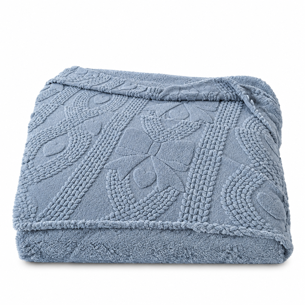 📢 50% de Réduction – Plaid Jacquard Double Face Doux et Moelleux à Motifs Cœurs, Couverture Polaire Chaude pour Canapé et Lit