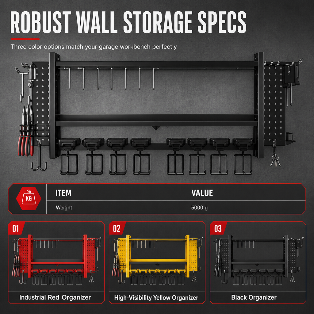 📢 50% de Réduction – Organisateur Mural Métallique pour Outils et Perceuses, Étagère de Rangement pour Garage et Atelier