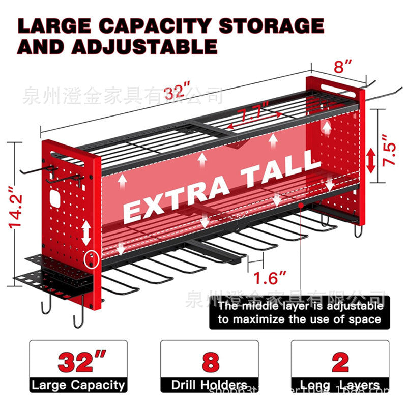 📢 50% de Réduction – Organisateur Mural Métallique pour Outils et Perceuses, Étagère de Rangement pour Garage et Atelier