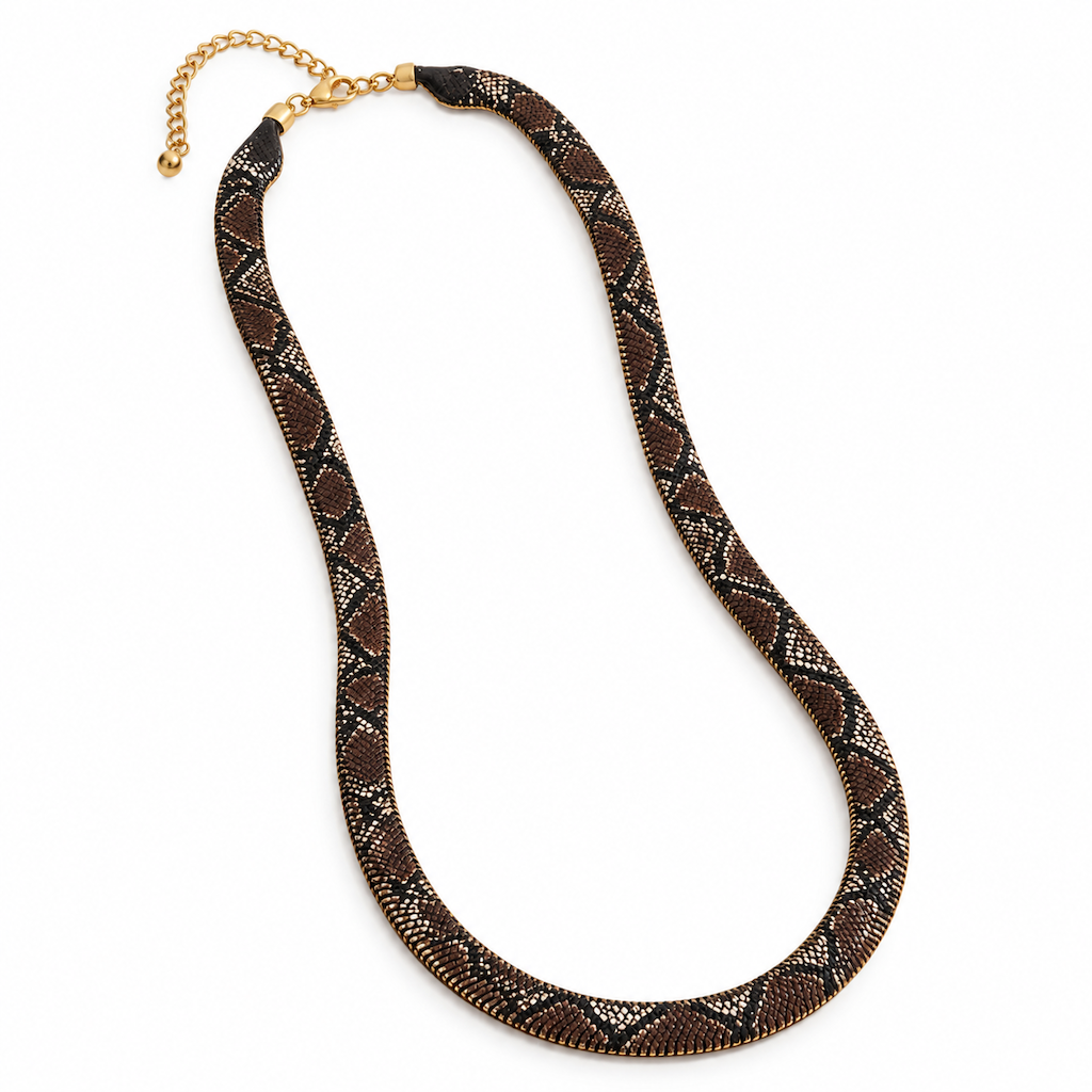 📢 50% de Réduction – Collier Chaîne Clavicule Motif Serpent Vintage Géométrique, Bijou Femme Style Rétro Audacieux et Élégant
