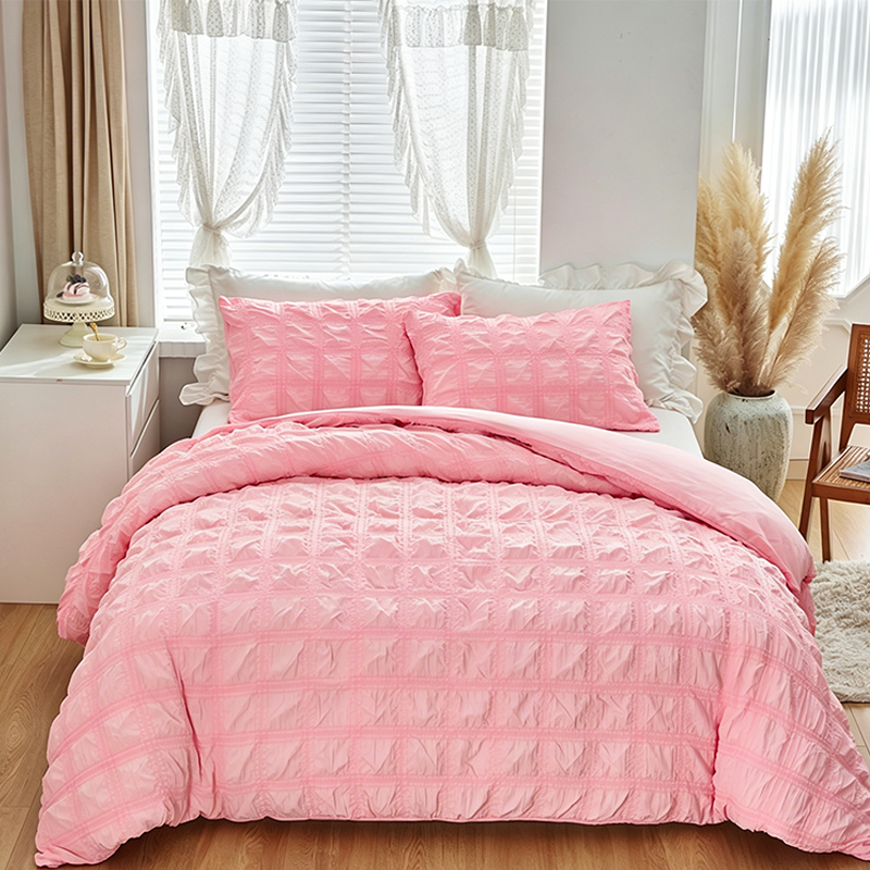 📢 40% de Réduction – Parure de Lit 3 Pièces Plissée Pintuck, Housse de Couette Respirante Infroissable et Taies d'Oreiller