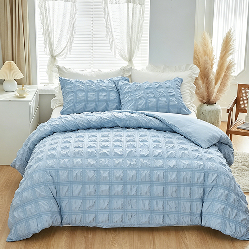 📢 40% de Réduction – Parure de Lit 3 Pièces Plissée Pintuck, Housse de Couette Respirante Infroissable et Taies d'Oreiller