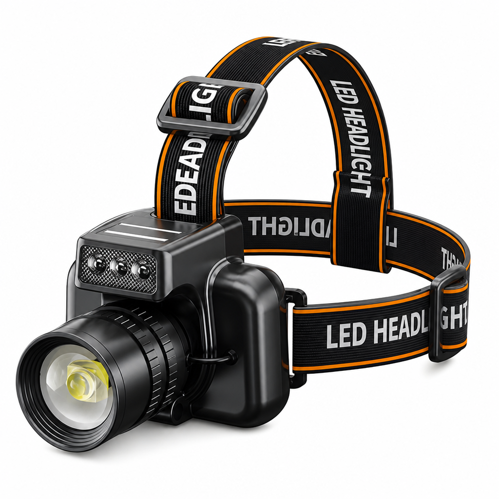 📢 50% de Réduction – Lampe Frontale LED Rechargeable Puissante avec Capteur de Mouvement et Zoom pour Pêche et Randonnée
