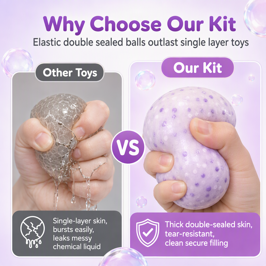 🧸 PROMO FLASH : 50% DE RÉDUCTION ! Kit Créatif DIY Balle Anti-Stress à Rebond Lent pour Enfants et Adultes – Pâte Modelante & Paillettes Incluses for une Activité Manuelle Relaxante et Personnalisable ✨