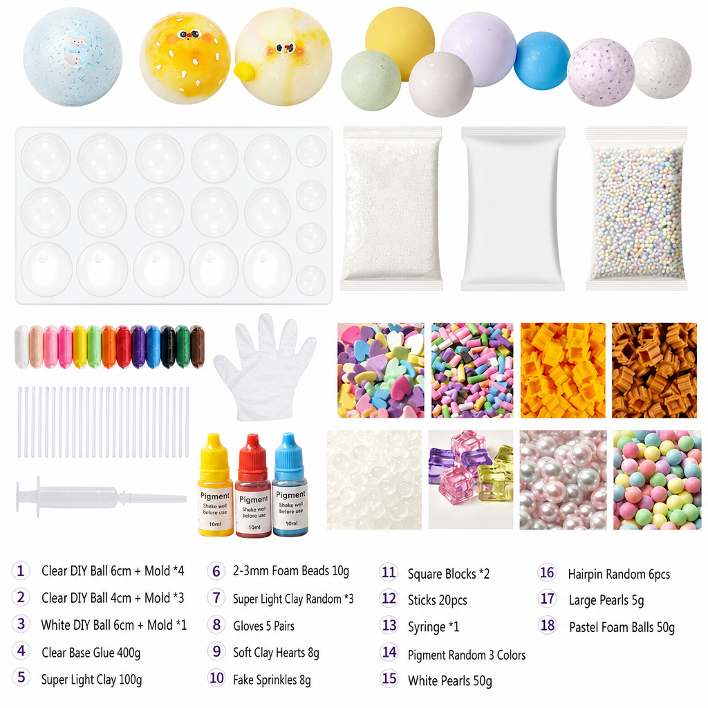 🧸 PROMO FLASH : 50% DE RÉDUCTION ! Kit Créatif DIY Balle Anti-Stress à Rebond Lent pour Enfants et Adultes – Pâte Modelante & Paillettes Incluses for une Activité Manuelle Relaxante et Personnalisable ✨