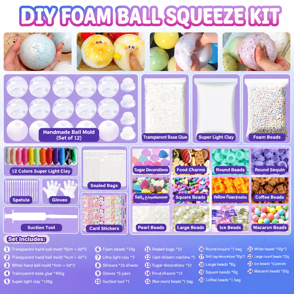 🧸 PROMO FLASH : 50% DE RÉDUCTION ! Kit Créatif DIY Balle Anti-Stress à Rebond Lent pour Enfants et Adultes – Pâte Modelante & Paillettes Incluses for une Activité Manuelle Relaxante et Personnalisable ✨