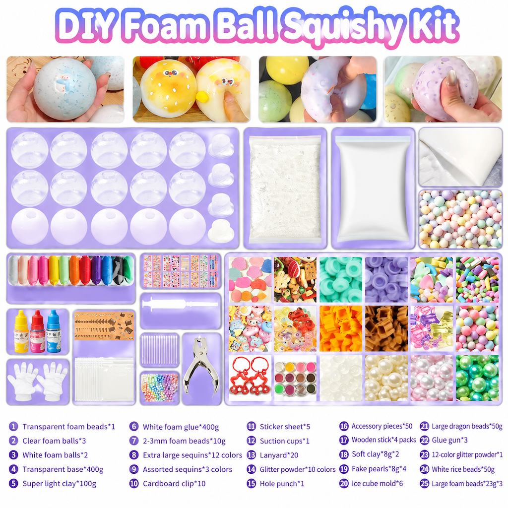 🧸 PROMO FLASH : 50% DE RÉDUCTION ! Kit Créatif DIY Balle Anti-Stress à Rebond Lent pour Enfants et Adultes – Pâte Modelante & Paillettes Incluses for une Activité Manuelle Relaxante et Personnalisable ✨