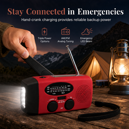 📢 50% de Réduction – Radio d'Urgence Solaire et Manivelle Dynamo 2000mAh Portable AM/FM Lampe Torche LED et Batterie Externe