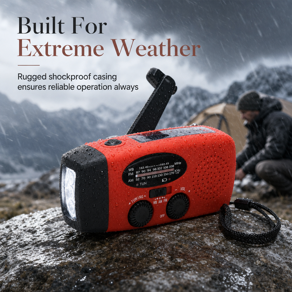 📢 50% de Réduction – Radio d'Urgence Solaire et Manivelle Dynamo 2000mAh Portable AM/FM Lampe Torche LED et Batterie Externe