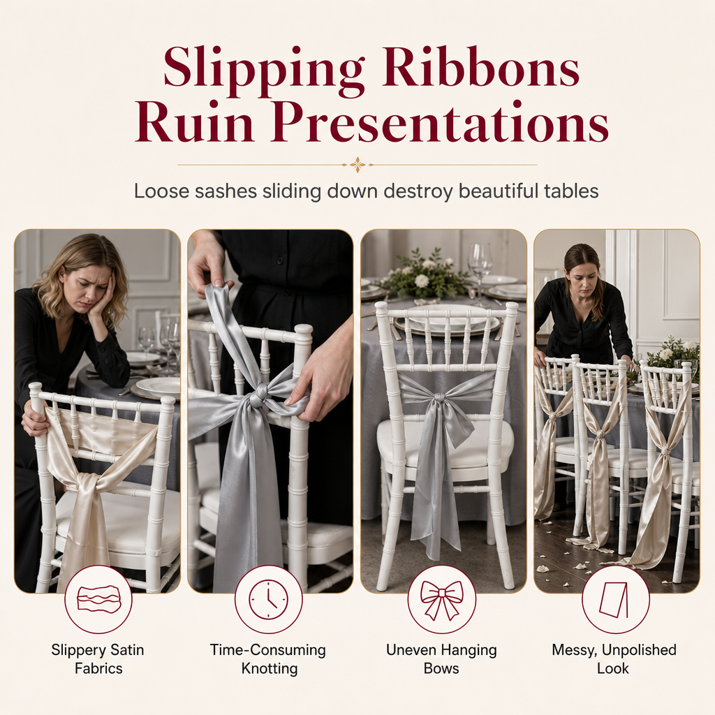 📢 50% de Réduction – Grand Nœud de Chaise en Velours Élastique Décoration de Noël pour Salle à Manger, Fêtes et Mariages