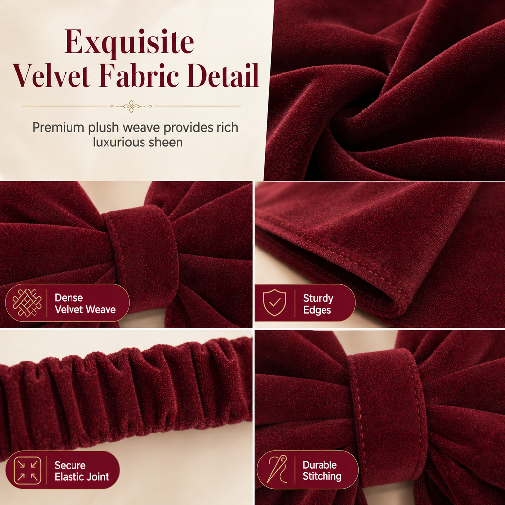 📢 50% de Réduction – Grand Nœud de Chaise en Velours Élastique Décoration de Noël pour Salle à Manger, Fêtes et Mariages