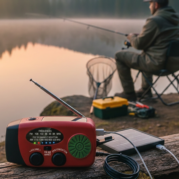 📢 50% de Réduction – Radio d'Urgence Solaire et Dynamo Portable Multifonction AM/FM/WB avec Lampe LED et Batterie de Secours